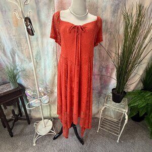 NEW📌 torrid Coral Lace Hanky Hem Off the Shoulder Dress with Short Sleeves